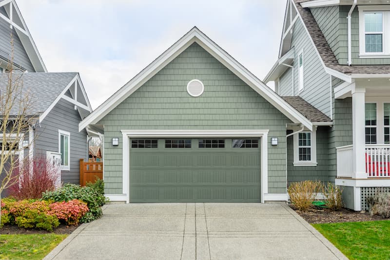 Green paint matched insulated garage door