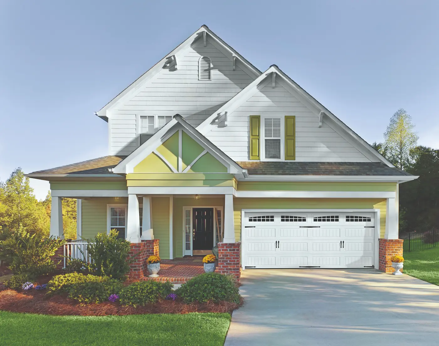 Long bead board double carriage house garage door